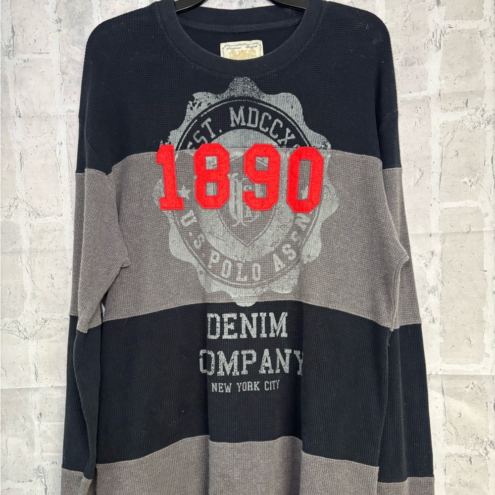 U.S. Polo Assn. Men's Black, Gray, and Red Long Sleeve Tee